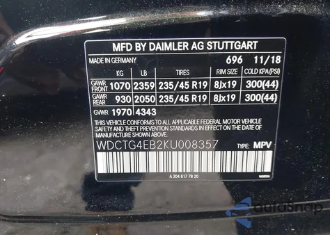 2019 Mercedes-Benz Gla 250 из США, поврежденный, VIN WDCTG4EB2KU008357